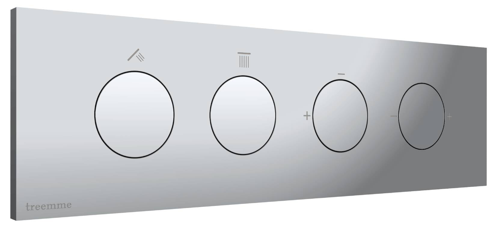 Rubinetterie Treemme 3M W-Touch RWIT 1B89 CC 01 + RWIT 1B89 ZZ 30 Miscelatore Doccia Meccanico Incasso 2 Uscite Parete 4 Fori Sistema Premi e Regola Parte Interna Esterna Incluse Stile Moderno Con Piastra Materiale Ottone Finitura Cromata