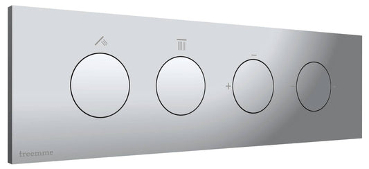 Rubinetterie Treemme 3M W-Touch RWIT 1B89 CC 01 + RWIT 1B89 ZZ 30 Miscelatore Doccia Meccanico Incasso 2 Uscite Parete 4 Fori Sistema Premi e Regola Parte Interna Esterna Incluse Stile Moderno Con Piastra Materiale Ottone Finitura Cromata