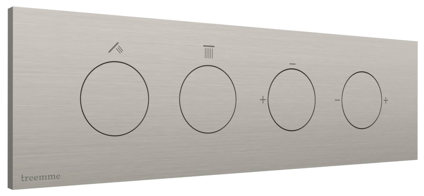 Rubinetterie Treemme 3M W-Touch RWIT 1B89 IS 01 + RWIT 1B89 ZZ 30 Miscelatore Doccia Meccanico Monocomando Incasso 2 Uscite Parete 4 Fori Stile Moderno Con Piastra Materiale Acciaio Finitura Inox Spazzolato Opaco Parte Interna Esterna Incluse