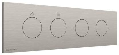 Rubinetterie Treemme 3M W-Touch RWIT 1B89 IS 01 + RWIT 1B89 ZZ 30 Miscelatore Doccia Meccanico Monocomando Incasso 2 Uscite Parete 4 Fori Stile Moderno Con Piastra Materiale Acciaio Finitura Inox Spazzolato Opaco Parte Interna Esterna Incluse