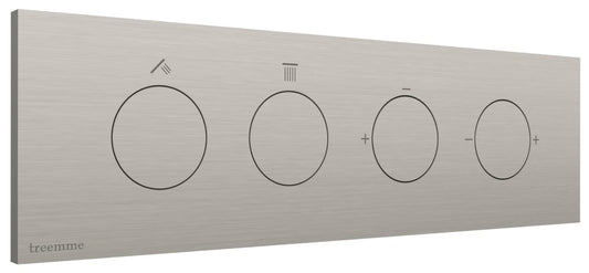 Rubinetterie Treemme 3M W-Touch RWIT 1B89 IS 01 + RWIT 1B89 ZZ 30 Miscelatore Doccia Meccanico Monocomando Incasso 2 Uscite Parete 4 Fori Stile Moderno Con Piastra Materiale Acciaio Finitura Inox Spazzolato Opaco Parte Interna Esterna Incluse