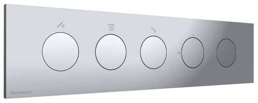 Rubinetterie Treemme 3M W-Touch RWIT 1B90 CC 01 + RWIT 1B90 ZZ 30 Miscelatore Doccia Meccanico Incasso 3 Uscite Parete 5 Fori Manopole Sistema Premi e Regola Parte Interna Esterna Incluse Stile Moderno Con Piastra Materiale Ottone Finitura Cromata
