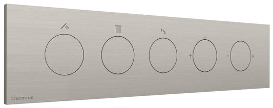 Rubinetterie Treemme 3M W-Touch RWIT 1B90 IS 01 + RWIT 1B90 ZZ 30 Miscelatore Doccia Meccanico Monocomando Incasso 3 Uscite Parete 5 Fori 5 Manopole Stile Moderno Con Piastra Materiale Acciaio Finitura Inox Spazzolato Opaco Parte Interna Esterna Incluse