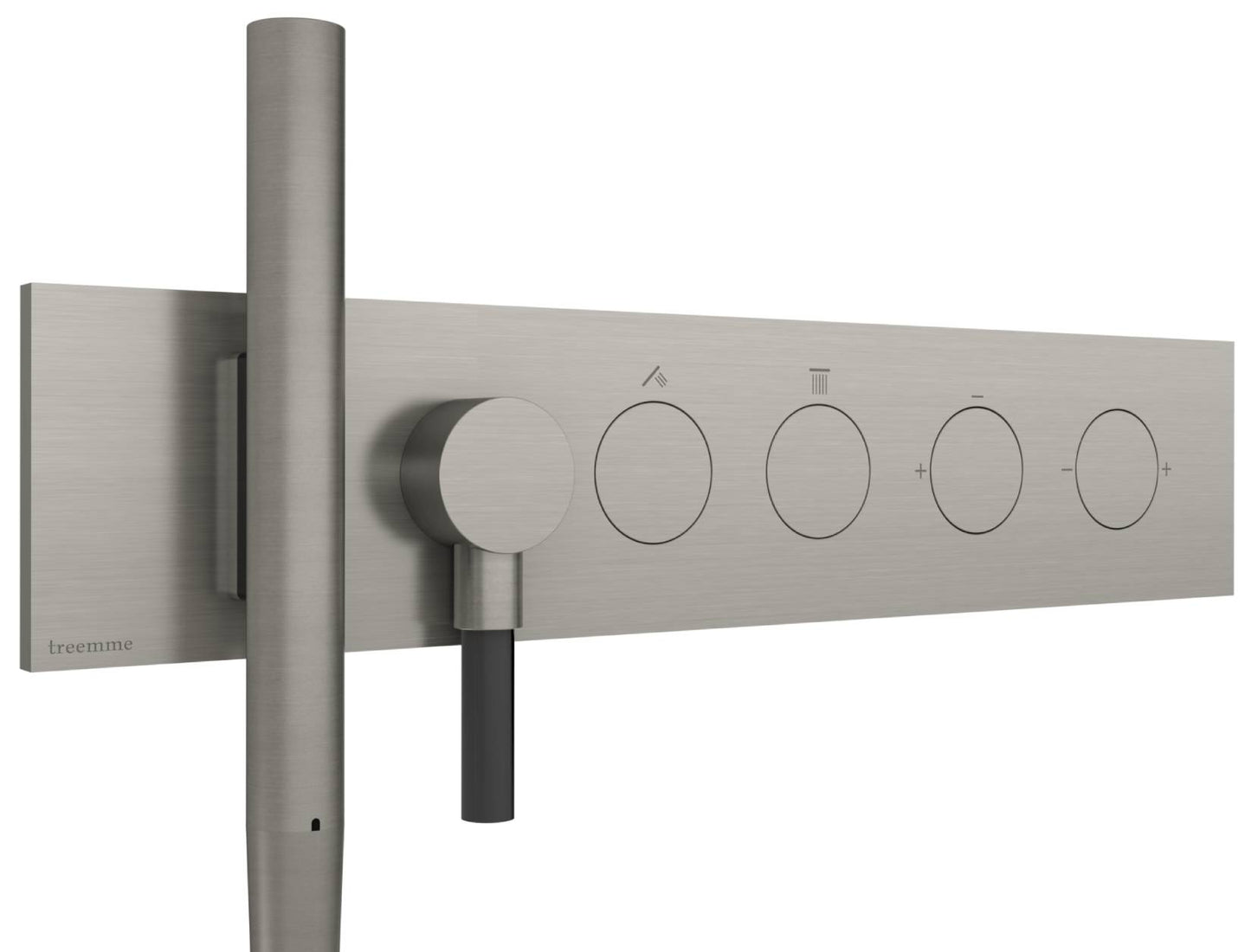 Rubinetterie Treemme 3M W-Touch RWIT 1B91 IS 01 + RWIT 1B91 ZZ 30 Miscelatore Doccia Meccanico Incasso 2 Uscite Parete 6 Fori 4 Manopole Stile Moderno Con Piastra Acciaio Inox Spazzolato Opaco Doccetta Metallo Flessibile PVC Parte Interna Esterna Incluse
