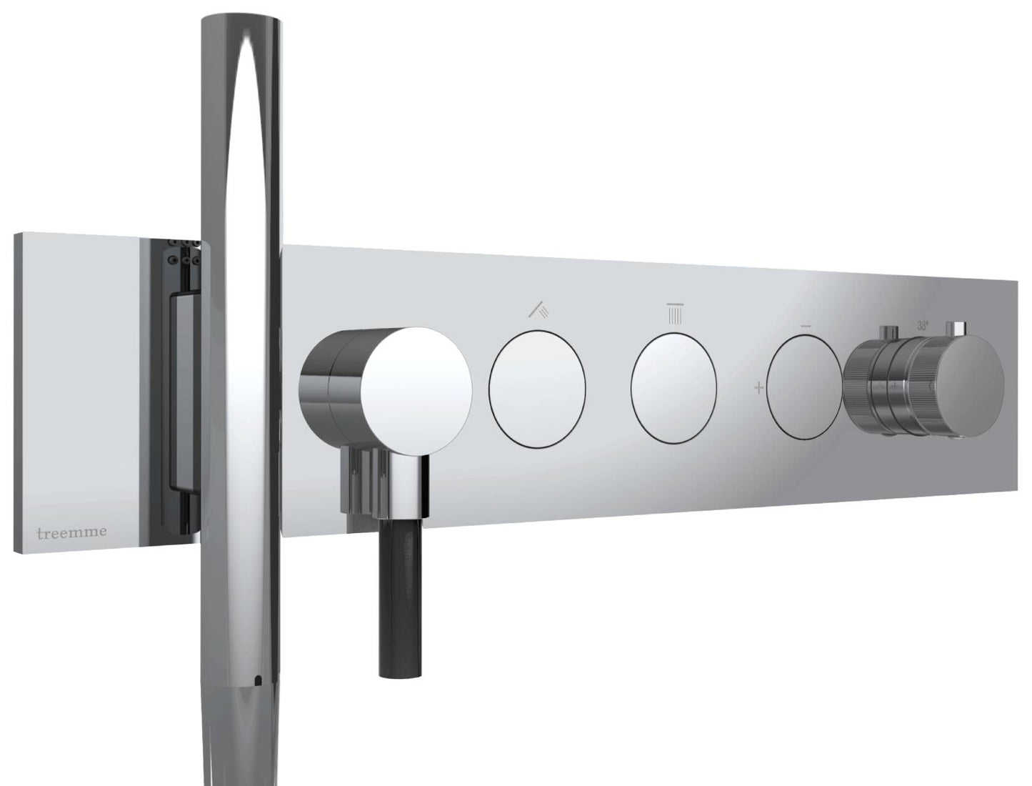 Rubinetterie Treemme 3M W-Touch RWIT 1B92 CC 01 + RWIT 1B92 ZZ 30 Miscelatore Doccia Termostatico Incasso 2 Uscite Parete 6 Fori Sistema Premi e Regola Con Doccetta e Piastra Stile Moderno Parte Interna Esterna Incluse Materiale Ottone Finitura Cromata