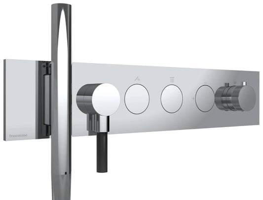 Rubinetterie Treemme 3M W-Touch RWIT 1B92 CC 01 + RWIT 1B92 ZZ 30 Miscelatore Doccia Termostatico Incasso 2 Uscite Parete 6 Fori Sistema Premi e Regola Con Doccetta e Piastra Stile Moderno Parte Interna Esterna Incluse Materiale Ottone Finitura Cromata