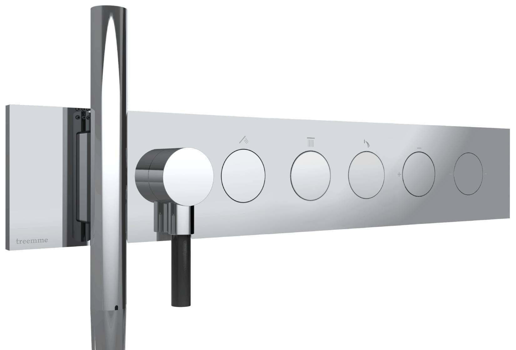 Rubinetterie Treemme 3M W-Touch RWIT 1B97 CC 01 + RWIT 1B97 ZZ 30 Miscelatore Doccia Meccanico Incasso 3 Uscite Parete 7 Fori Sistema Premi e Regola Con Doccetta e Piastra Stile Moderno Parte Interna Esterna Incluse Materiale Ottone Finitura Cromata