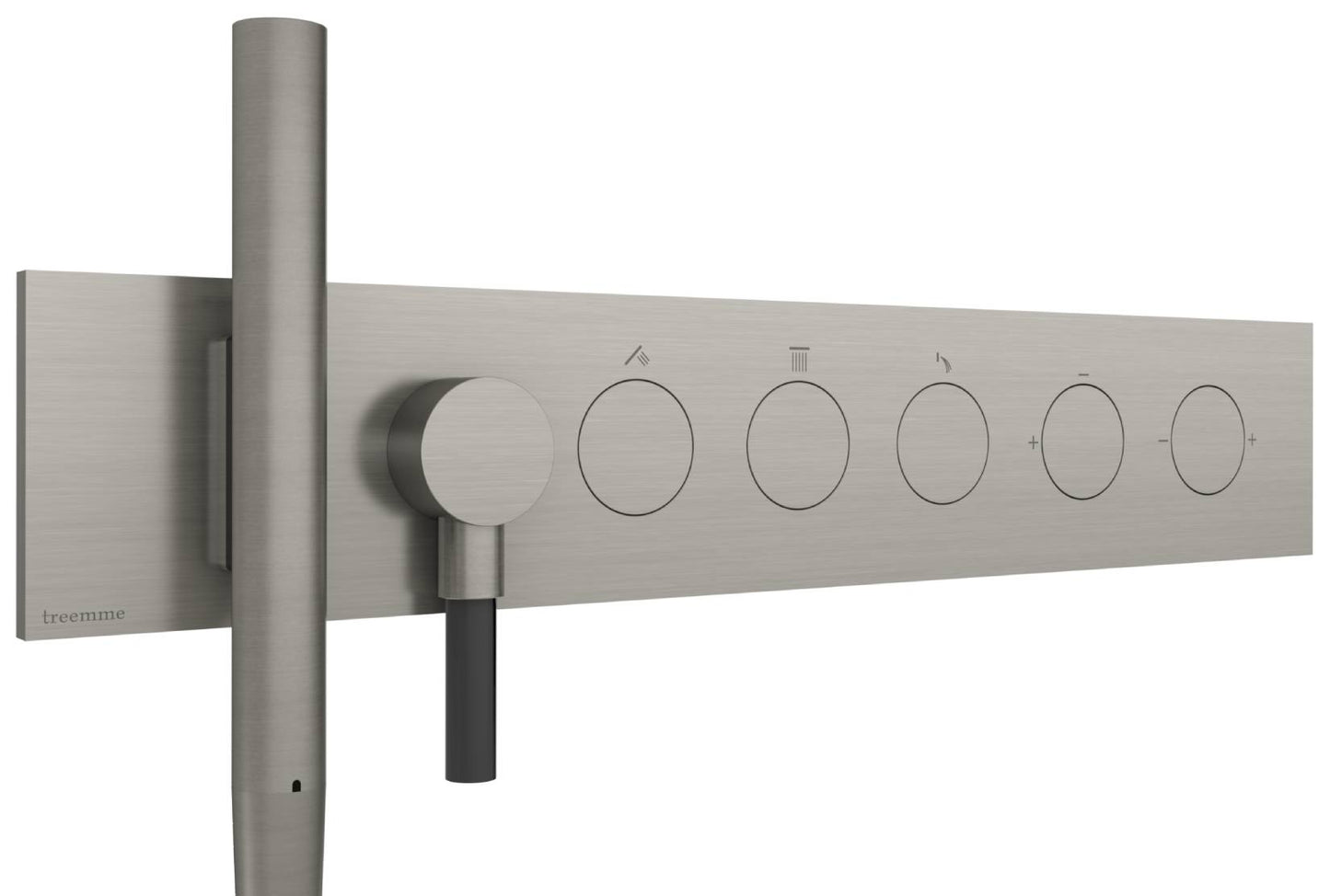 Rubinetterie Treemme 3M W-Touch RWIT 1B97 IS 01 + RWIT 1B97 ZZ 30 Miscelatore Doccia Meccanico Incasso 3 Uscite Parete 7 Fori 5 Manopole Stile Moderno Con Piastra Acciaio Inox Spazzolato Opaco Doccetta Metallo Flessibile PVC Parte Interna Esterna Incluse