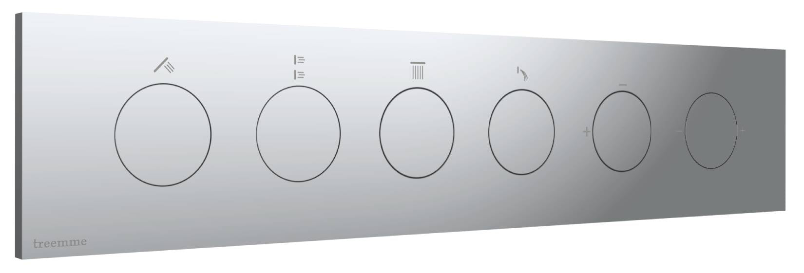 Rubinetterie Treemme 3M W-Touch RWIT 1BE4 CC 01 + RWIT 1BE4 ZZ 30 Miscelatore Doccia Meccanico Incasso 4 Uscite Parete 6 Fori Manopole Sistema Premi e Regola Parte Interna Esterna Incluse Stile Moderno Con Piastra Materiale Ottone Finitura Cromata