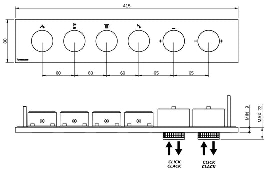 Rubinetterie Treemme 3M W-Touch RWIT 1BE4 CC 01 + RWIT 1BE4 ZZ 30 Miscelatore Doccia Meccanico Incasso 4 Uscite Parete 6 Fori Manopole Sistema Premi e Regola Parte Interna Esterna Incluse Stile Moderno Con Piastra Materiale Ottone Finitura Cromata