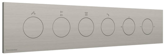 Rubinetterie Treemme 3M W-Touch RWIT 1BE4 IS 01 + RWIT 1BE4 ZZ 30 Miscelatore Doccia Meccanico Monocomando Incasso 4 Uscite Parete 6 Fori 6 Manopole Stile Moderno Con Piastra Materiale Acciaio Finitura Inox Spazzolato Opaco Parte Interna Esterna Incluse