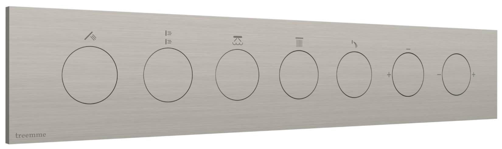Rubinetterie Treemme 3M W-Touch RWIT 1BE5 IS 01 + RWIT 1BE5 ZZ 30 Miscelatore Doccia Meccanico Monocomando Incasso 5 Uscite Parete 7 Fori 7 Manopole Stile Moderno Con Piastra Materiale Acciaio Finitura Inox Spazzolato Opaco Parte Interna Esterna Incluse