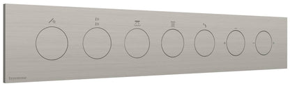 Rubinetterie Treemme 3M W-Touch RWIT 1BE5 IS 01 + RWIT 1BE5 ZZ 30 Miscelatore Doccia Meccanico Monocomando Incasso 5 Uscite Parete 7 Fori 7 Manopole Stile Moderno Con Piastra Materiale Acciaio Finitura Inox Spazzolato Opaco Parte Interna Esterna Incluse