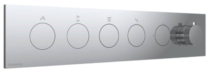 Rubinetterie Treemme 3M W-Touch RWIT 1BF4 CC 01 + RWIT 1BF4 ZZ 30 Miscelatore Doccia Termostatico Incasso 4 Uscite Parete 6 Fori Manopole Sistema Premi e Regola Parte Interna Esterna Incluse Stile Moderno Con Piastra Materiale Ottone Finitura Cromata