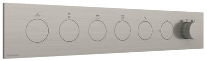 Rubinetterie Treemme 3M W-Touch RWIT 1BF5 IS 01 + RWIT 1BF5 ZZ 30 Miscelatore Doccia Termostatico Incasso 5 Uscite Parete 7 Fori 7 Manopole Stile Moderno Con Piastra Materiale Acciaio Finitura Inox Spazzolato Opaco Parte Interna Esterna Incluse