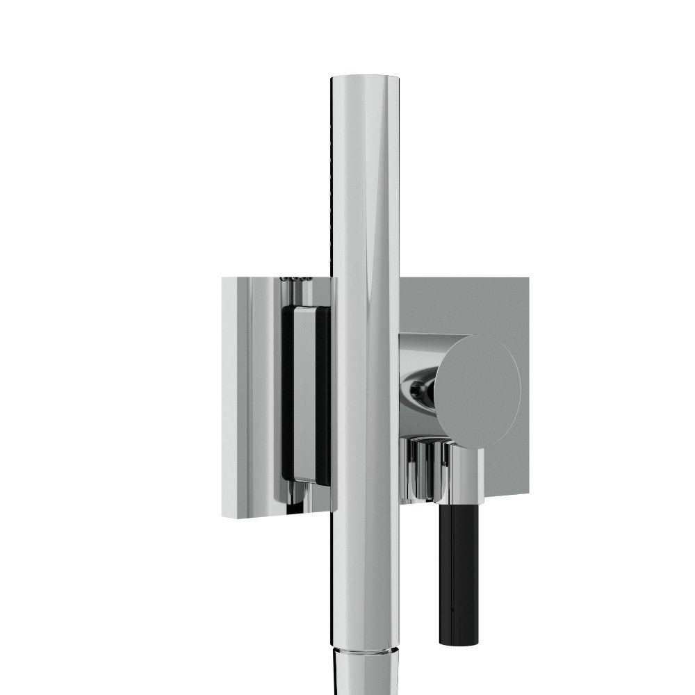 Rubinetterie Treemme 3M W-Touch RWIT 2BF6 CC 25 + RWIT 2BF6 ZZ 40 Kit Gancio Presa Acqua Flessibile in PVC Doccetta in Metallo Tonda con Attacco a Calamita Supporto a Muro Rettangolare Materiale Ottone Finitura Cromata Parte Interna ed Esterna Incluse