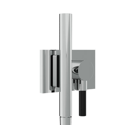 Rubinetterie Treemme 3M W-Touch RWIT 2BF6 CC 25 + RWIT 2BF6 ZZ 40 Kit Gancio Presa Acqua Flessibile in PVC Doccetta in Metallo Tonda con Attacco a Calamita Supporto a Muro Rettangolare Materiale Ottone Finitura Cromata Parte Interna ed Esterna Incluse