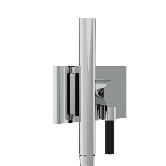 Rubinetterie Treemme 3M W-Touch RWIT 2BF6 CC 25 + RWIT 2BF6 ZZ 40 Kit Gancio Presa Acqua Flessibile in PVC Doccetta in Metallo Tonda con Attacco a Calamita Supporto a Muro Rettangolare Materiale Ottone Finitura Cromata Parte Interna ed Esterna Incluse