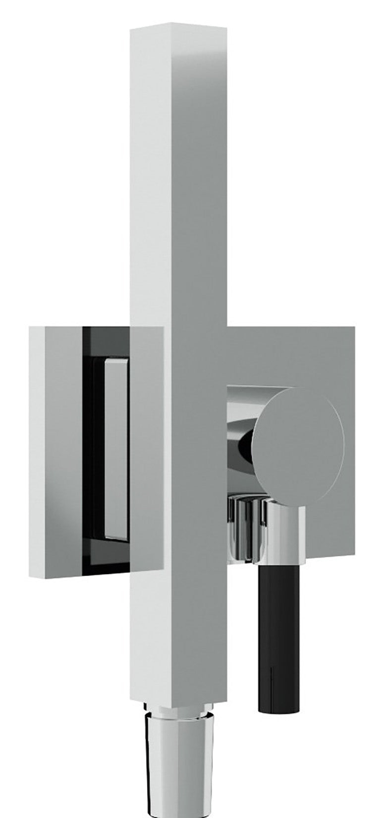 Rubinetterie Treemme 3M W-Touch RWIT 2BF6 CC 45 + RWIT 2BF6 ZZ 40 Kit Gancio Presa Acqua Flessibile in PVC Doccetta in Metallo Quadra con Attacco a Calamita Supporto a Muro Rettangolare Materiale Ottone Finitura Cromata Parte Interna ed Esterna Incluse