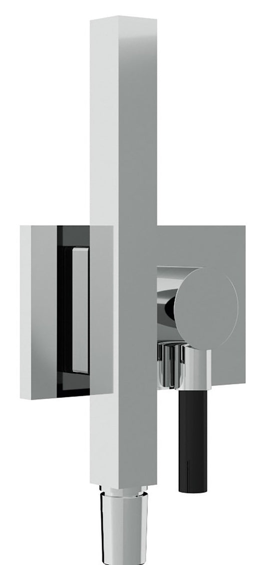 Rubinetterie Treemme 3M W-Touch RWIT 2BF6 CC 45 + RWIT 2BF6 ZZ 40 Kit Gancio Presa Acqua Flessibile in PVC Doccetta in Metallo Quadra con Attacco a Calamita Supporto a Muro Rettangolare Materiale Ottone Finitura Cromata Parte Interna ed Esterna Incluse