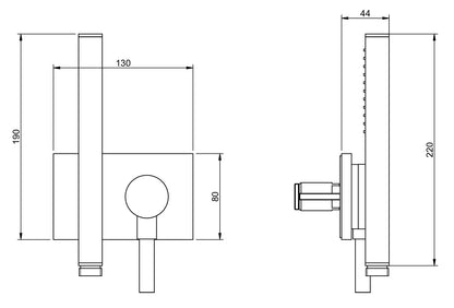 Rubinetterie Treemme 3M W-Touch RWIT 2BF6 CC 45 + RWIT 2BF6 ZZ 40 Kit Gancio Presa Acqua Flessibile in PVC Doccetta in Metallo Quadra con Attacco a Calamita Supporto a Muro Rettangolare Materiale Ottone Finitura Cromata Parte Interna ed Esterna Incluse
