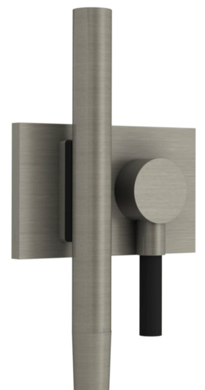 Rubinetterie Treemme 3M Watt RWIT 2BF6 IS 55 Kit Gancio Presa Acqua Supporto Muro Rettangolare Installazione a Parete Parte Esterna Senza Corpo Incasso Acciaio Inox Spazzolato Opaco Doccetta Tonda in Metallo Con Attacco a Calamita Flessibile PVC