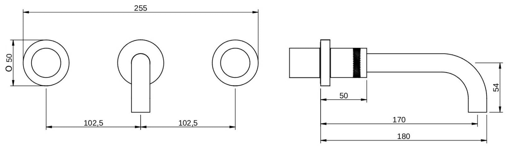 Rubinetterie Treemme X-CHANGE RWIT 7252 CC 50 + RWIT 3A60 ZZ 02 Miscelatore Gruppo Lavabo Incasso A Muro 170 mm Materiale Ottone Finitura Cromata