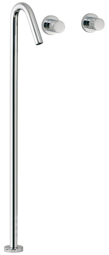 Rubinetterie Treemme X-CHANGE RWIT 7282 CC 50 + RWIT 3A60 ZZ 02 Batteria Miscelatore Lavabo Con Piletta Di Scarico Click - Clack Bocca A Pavimento Comandi A Muro Materiale Ottone Finitura Cromata