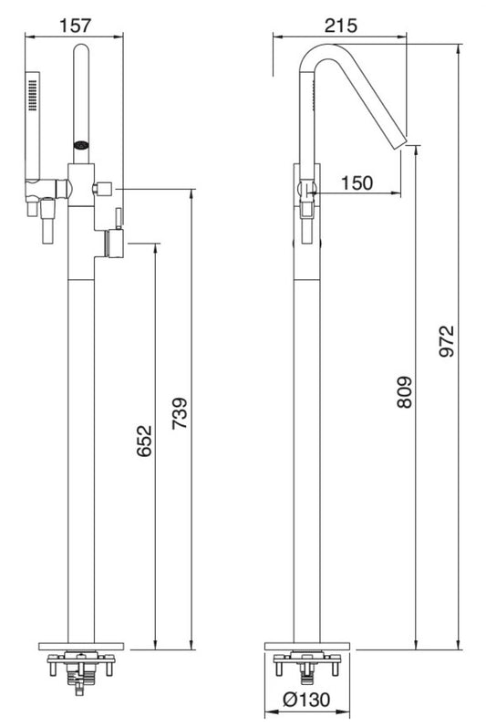 Rubinetterie Treemme X-CHANGE_mono RWIT 7503 CC 50 + RWIT 4A62 ZZ 50 Miscelatore Monocomando Vasca Da Terra a Pavimento Con Doccetta In Metallo Materiale Ottone Finitura Cromata