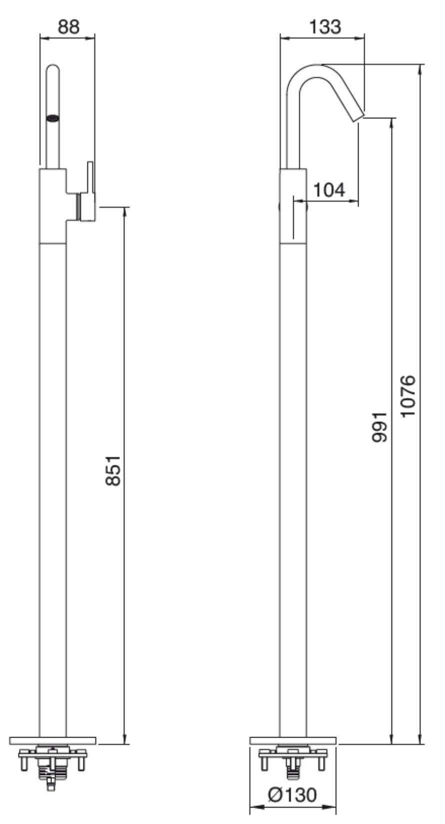 Rubinetterie Treemme X-CHANGE_mono RWIT 7514 CC 50 + RWIT 4A62 ZZ 50 Miscelatore Monocomando Lavabo Da Terra Materiale Ottone Finitura Cromata