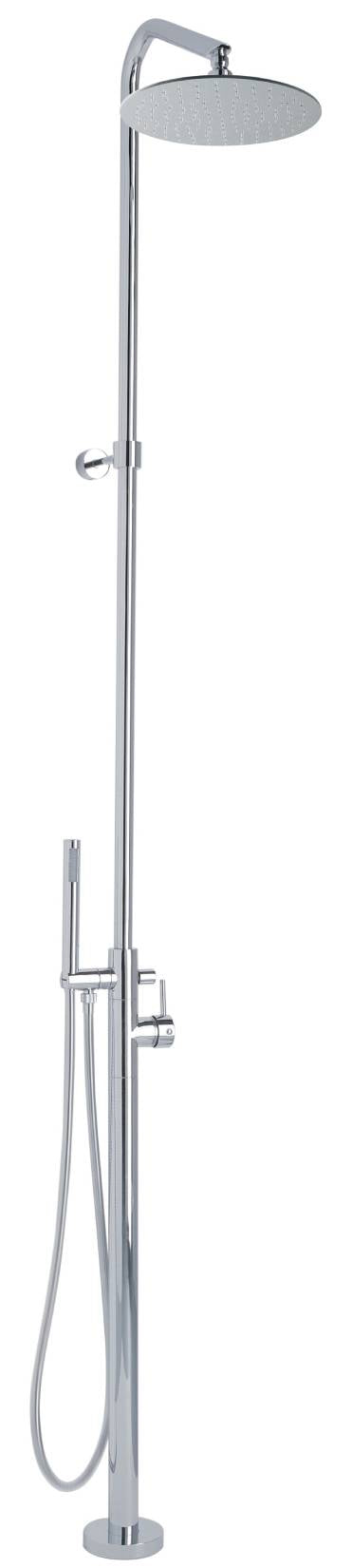 Rubinetterie Treemme X-CHANGE_mono RWIT 7562 CC 50 + RWIT 4A62 ZZ 50 Gruppo Colonna Doccia A Terra Attrezzata Multifunzione Miscelatore Monocomando Meccanico Materiale Ottone Finitura Cromo Con Doccetta E Soffione Anticalcare In Metallo Diametro Ø 255 mm