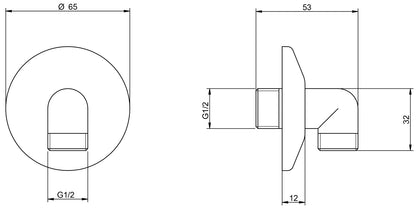 Rubinetterie Treemme 3M Contract Xero+ IT 0453 CC ZZ ZZ Presa Acqua A Muro Tonda Per Doccetta a Mano Materiale Ottone Finitura Cromata