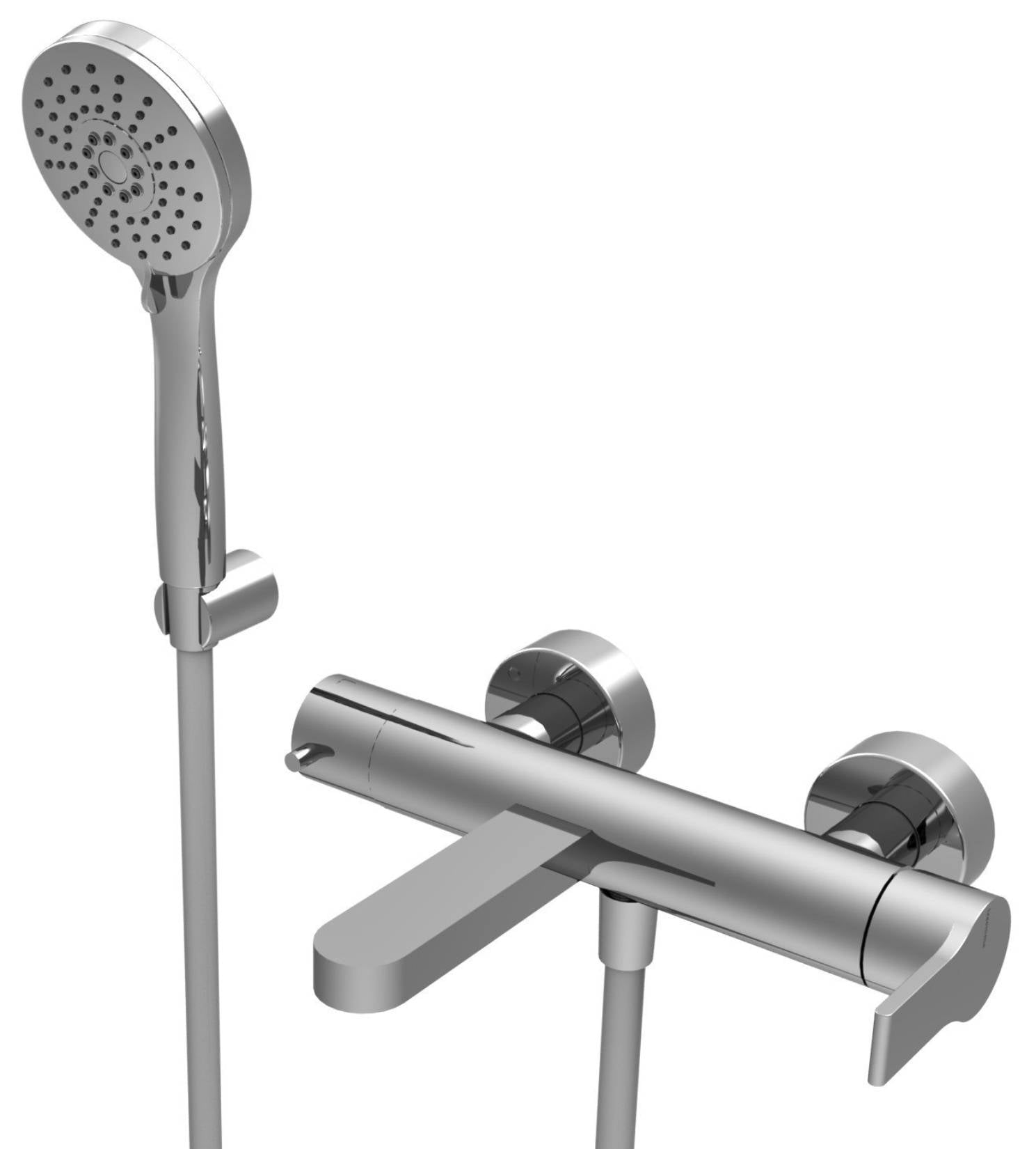 Rubinetterie Treemme 3M Contract Xero+ IT 7C00 CC XE ZZ Miscelatore Monocomando Esterno Vasca a Muro Miscelazione Meccanica 3 Fori Ottone Cromato Stile Moderno Gancio ABS Doccetta ABS Flessibile PVC