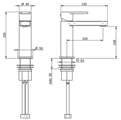 Rubinetterie Treemme 3M Contract Xero+ IT 7C11 CC XE ZZ Miscelatore Monocomando Lavabo 106 Da Appoggio Monoforo 1 Manopola Miscelazione Meccanica Stile Moderno Altezza 155 mm Profondità 155 mm Materiale Ottone Finitura Cromata