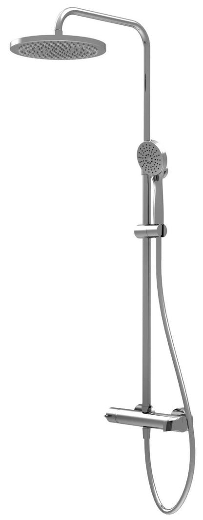 Rubinetterie Treemme 3M Contract Xero+ IT 7C60 CC XE ZZ Colonna Gruppo Doccia Multifunzione Miscelatore Meccanico Deviatore Doccetta Rotonda Soffione Tondo Ø Diametro 255 mm Anticalcare ABS Flessibile PVC 1,5 Metri Montaggio Muro Ottone Cromato