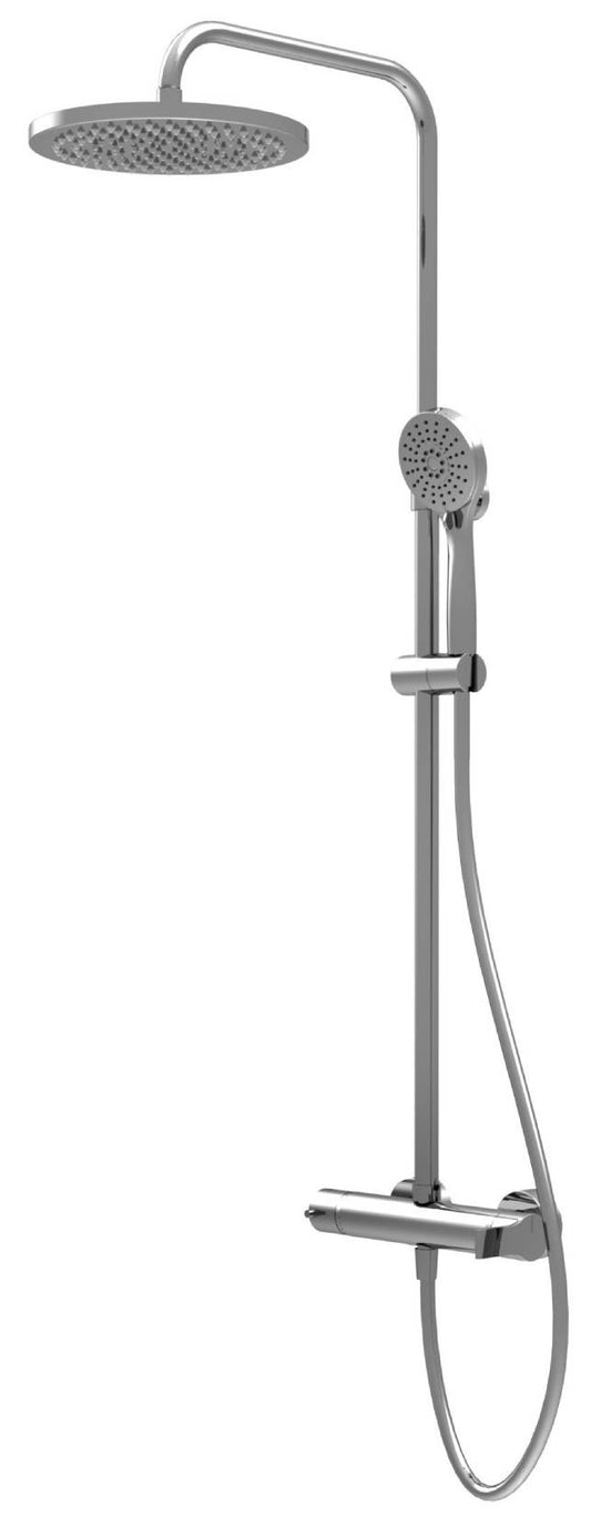 Rubinetterie Treemme 3M Contract Xero+ IT 7C60 CC XE ZZ Colonna Gruppo Doccia Multifunzione Miscelatore Meccanico Deviatore Doccetta Rotonda Soffione Tondo Ø Diametro 255 mm Anticalcare ABS Flessibile PVC 1,5 Metri Montaggio Muro Ottone Cromato