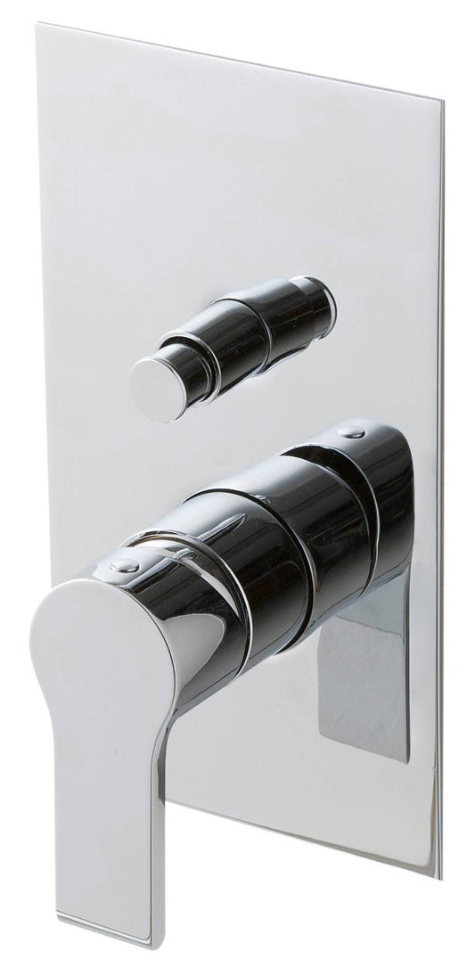 Rubinetterie Treemme 3M Contract Xero+ RWIT 7C49 CC 02 + RWIT 7C49 ZZ 01 Miscelatore Monocomando Vasca Doccia Incasso Meccanico 2 Vie Parete 2 Fori 1 Manopola Parte Interna Esterna Incluse Stile Moderno Con Piastra Ottone Cromato