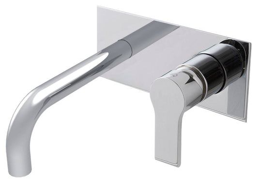 Rubinetterie Treemme 3M Contract Xero+ RWIT 7C51 CC 01 + RWIT 7C51 ZZ 04 Miscelatore Lavabo Incasso Muro 158 mm 2 Fori 1 Manopola Miscelazione Meccanica Con Piastra Stile Moderno Profondità 158 mm Parte Interna Esterna Incluse Ottone Cromata