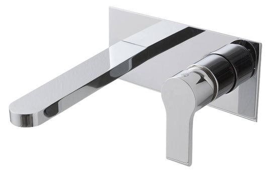 Rubinetterie Treemme 3M Contract Xero+ RWIT 7C51 CC 02 + RWIT 7C51 ZZ 04 Miscelatore Lavabo Incasso Muro 172 mm 2 Fori 1 Manopola Miscelazione Meccanica Con Piastra Stile Moderno Profondità 172 mm Parte Interna Esterna Incluse Ottone Cromata