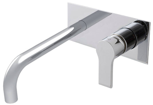 Rubinetterie Treemme 3M Contract Xero+ RWIT 7C52 CC 01 + RWIT 7C51 ZZ 04 Miscelatore Lavabo Incasso Muro 195 mm 2 Fori 1 Manopola Miscelazione Meccanica Con Piastra Stile Moderno Profondità 195 mm Parte Interna Esterna Incluse Ottone Cromato