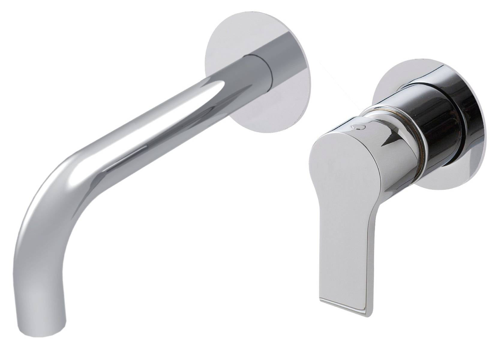 Rubinetterie Treemme 3M Contract Xero+ RWIT 7C75 CC 01 + RWIT 7C51 ZZ 04 Miscelatore Lavabo Incasso Muro 158 mm 2 Fori 1 Manopola Miscelazione Meccanica Senza Piastra Stile Moderno Profondità 158 mm Parte Interna Esterna Incluse Ottone Cromata