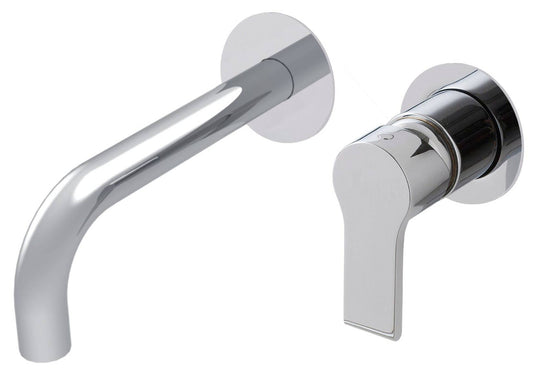 Rubinetterie Treemme 3M Contract Xero+ RWIT 7C75 CC 01 + RWIT 7C51 ZZ 04 Miscelatore Lavabo Incasso Muro 158 mm 2 Fori 1 Manopola Miscelazione Meccanica Senza Piastra Stile Moderno Profondità 158 mm Parte Interna Esterna Incluse Ottone Cromata