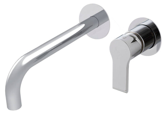 Rubinetterie Treemme 3M Contract Xero+ RWIT 7C76 CC 01 + RWIT 7C51 ZZ 04 Miscelatore Lavabo Incasso Muro 195 mm 2 Fori 1 Manopola Miscelazione Meccanica Senza Piastra Stile Moderno Profondità 195 mm Parte Interna Esterna Incluse Ottone Cromata