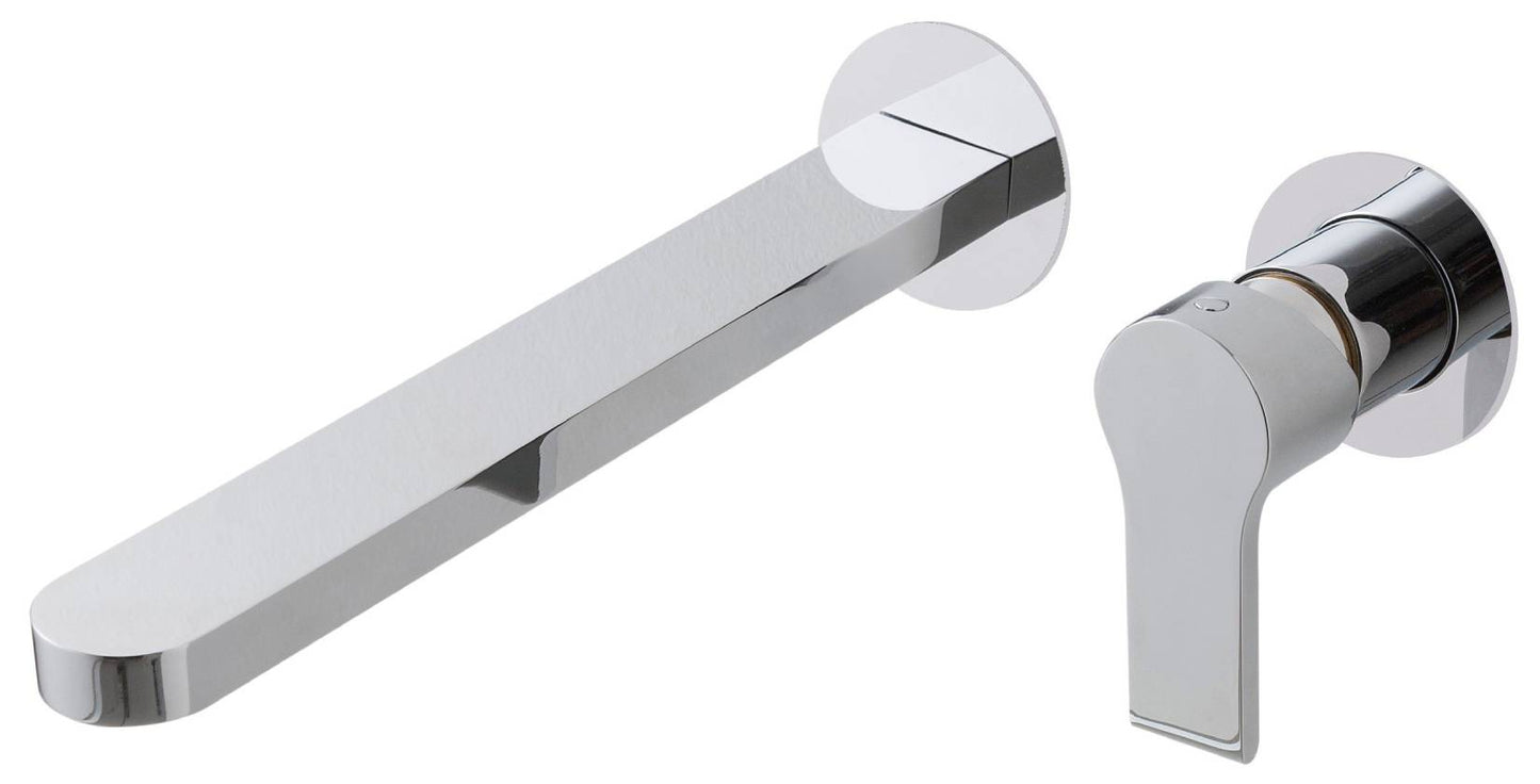 Rubinetterie Treemme 3M Contract Xero+ RWIT 7C76 CC 02 + RWIT 7C51 ZZ 04 Miscelatore Lavabo Incasso Muro 238 mm 2 Fori 1 Manopola Miscelazione Meccanica Senza Piastra Stile Moderno Profondità 238 mm Parte Interna Esterna Incluse Ottone Cromata