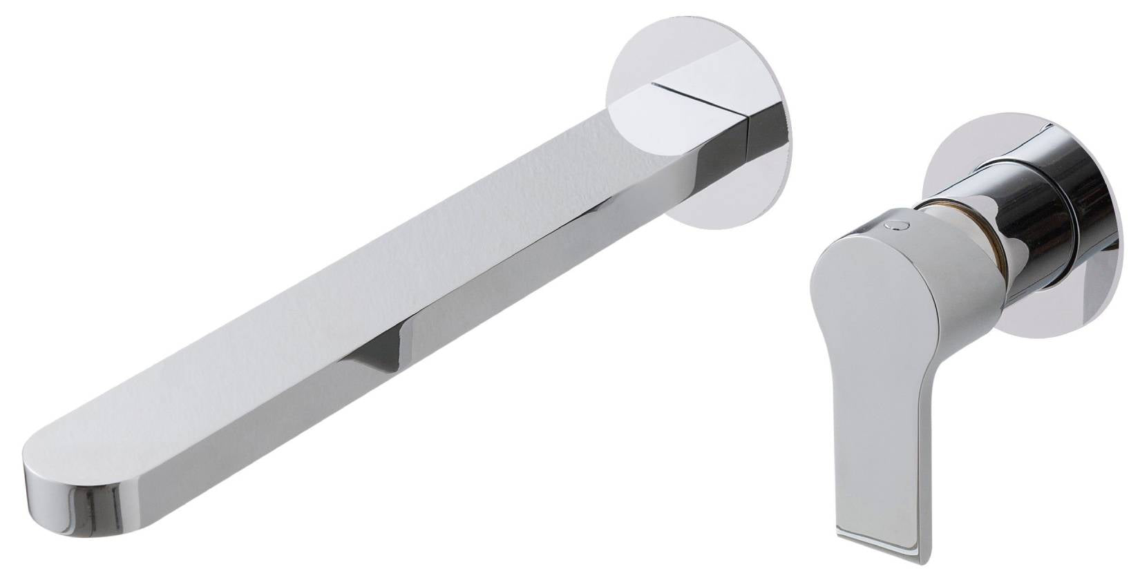 Rubinetterie Treemme 3M Contract Xero+ RWIT 7C76 CC 02 + RWIT 7C51 ZZ 04 Miscelatore Lavabo Incasso Muro 238 mm 2 Fori 1 Manopola Miscelazione Meccanica Senza Piastra Stile Moderno Profondità 238 mm Parte Interna Esterna Incluse Ottone Cromata