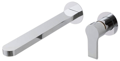 Rubinetterie Treemme 3M Contract Xero+ RWIT 7C76 CC 02 + RWIT 7C51 ZZ 04 Miscelatore Lavabo Incasso Muro 238 mm 2 Fori 1 Manopola Miscelazione Meccanica Senza Piastra Stile Moderno Profondità 238 mm Parte Interna Esterna Incluse Ottone Cromata