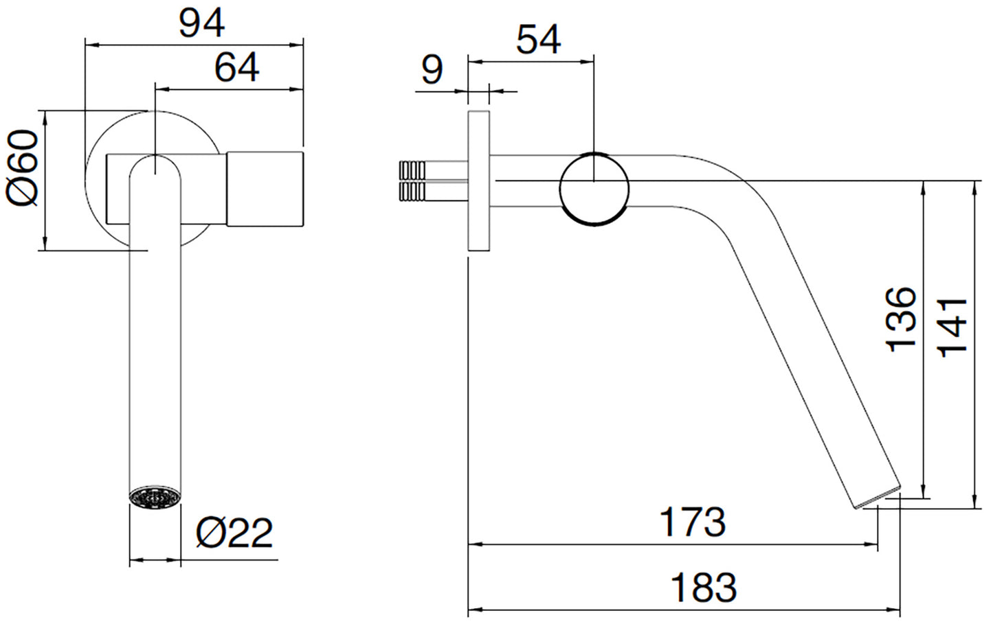 Rubinetterie Treemme 3M 22MM RWIT 1151 IS 03 + RWIT 6051 ZZ 02 Miscelatore Monocomando Monoforo Lavabo A Muro 173 mm Stile Moderno Materiale Acciaio Finitura Acciaio Spazzolato Opaco Inox Parte Interna Incasso Esterna Incluse