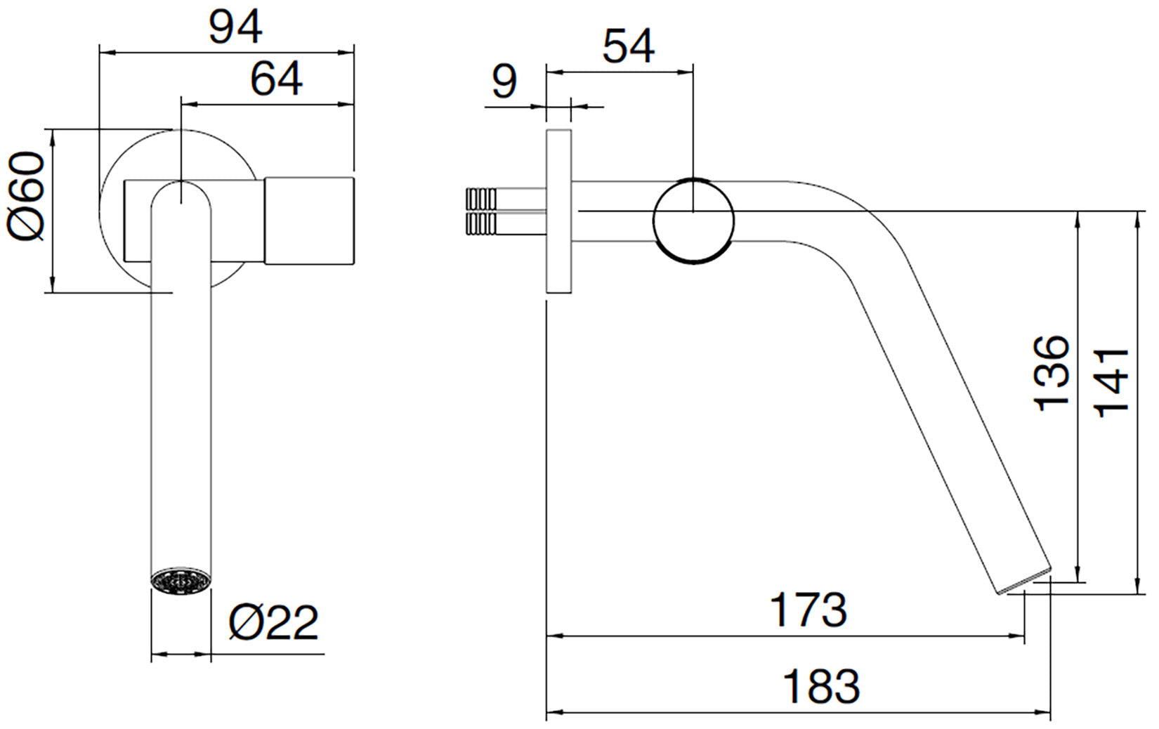 Rubinetterie Treemme 3M 22MM RWIT 1151 IS 03 + RWIT 6051 ZZ 02 Miscelatore Monocomando Monoforo Lavabo A Muro 173 mm Stile Moderno Materiale Acciaio Finitura Acciaio Spazzolato Opaco Inox Parte Interna Incasso Esterna Incluse