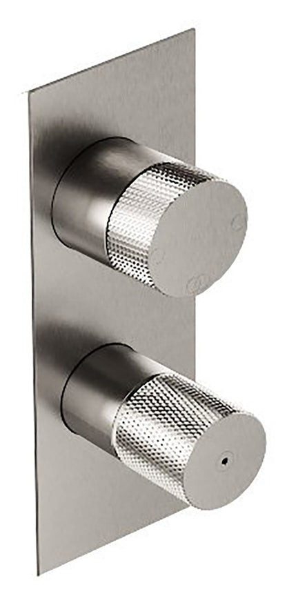 Rubinetterie Treemme 3M 22mm RWIT 11A2 IS 01 + RWIT 22A2 ZZ 01 Miscelatore Monocomando Doccia Incasso Parete Meccanico Deviatore 2 Vie Due Fori Con Piastra Posizione Verticale Staffa Cartongesso Acciaio Inox Spazzolato Opaco Parte Interna Esterna Incluse