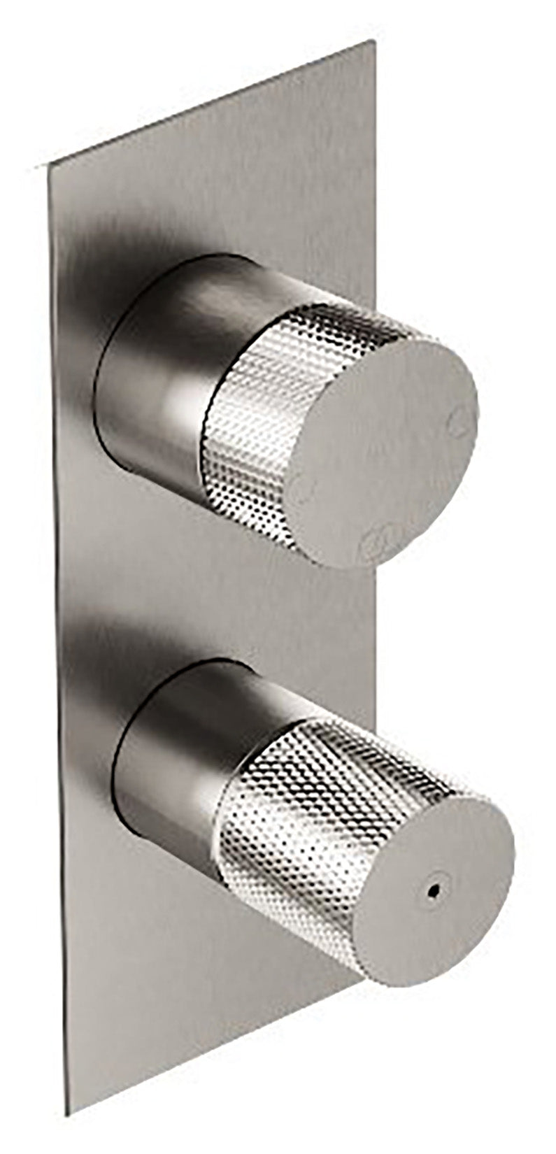 Rubinetterie Treemme 3M 22mm RWIT 11A3 IS 01 + RWIT 22A2 ZZ 01 Miscelatore Monocomando Doccia Incasso Parete Meccanico Deviatore 3 Vie Due Fori Con Piastra Posizione Verticale Staffa Cartongesso Acciaio Inox Spazzolato Opaco Parte Interna Esterna Incluse
